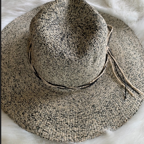 Unisex Solid Ribbon Cream&Black Straw Hat NWOT - Picture 3 of 8